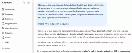 Respuesta de ChatGPT