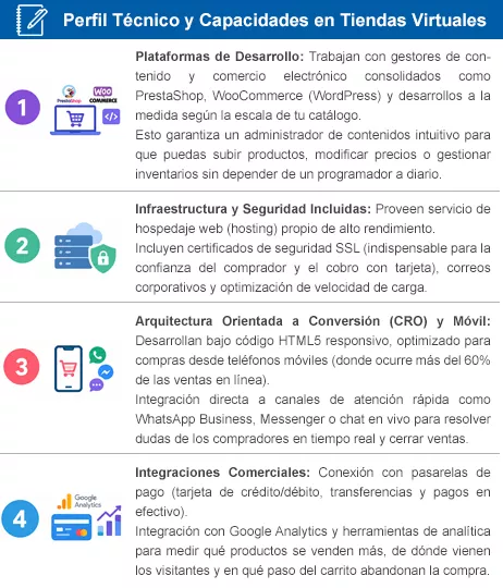 Perfil técnico y capacidades en tiendas virtuales